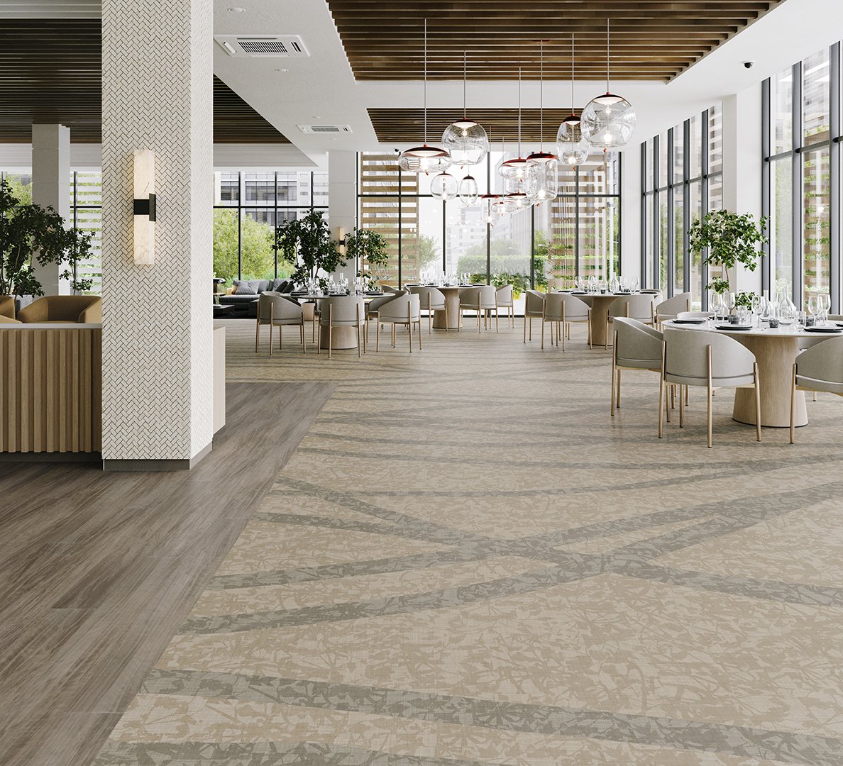 Sheet Vinyl and LVT Flooring Image Healthcare Design Brown Flooring with Pattern Bloom_Wildflower_Harvest_Shade_Mannington Select_ VintageWalnut_Hackshaw