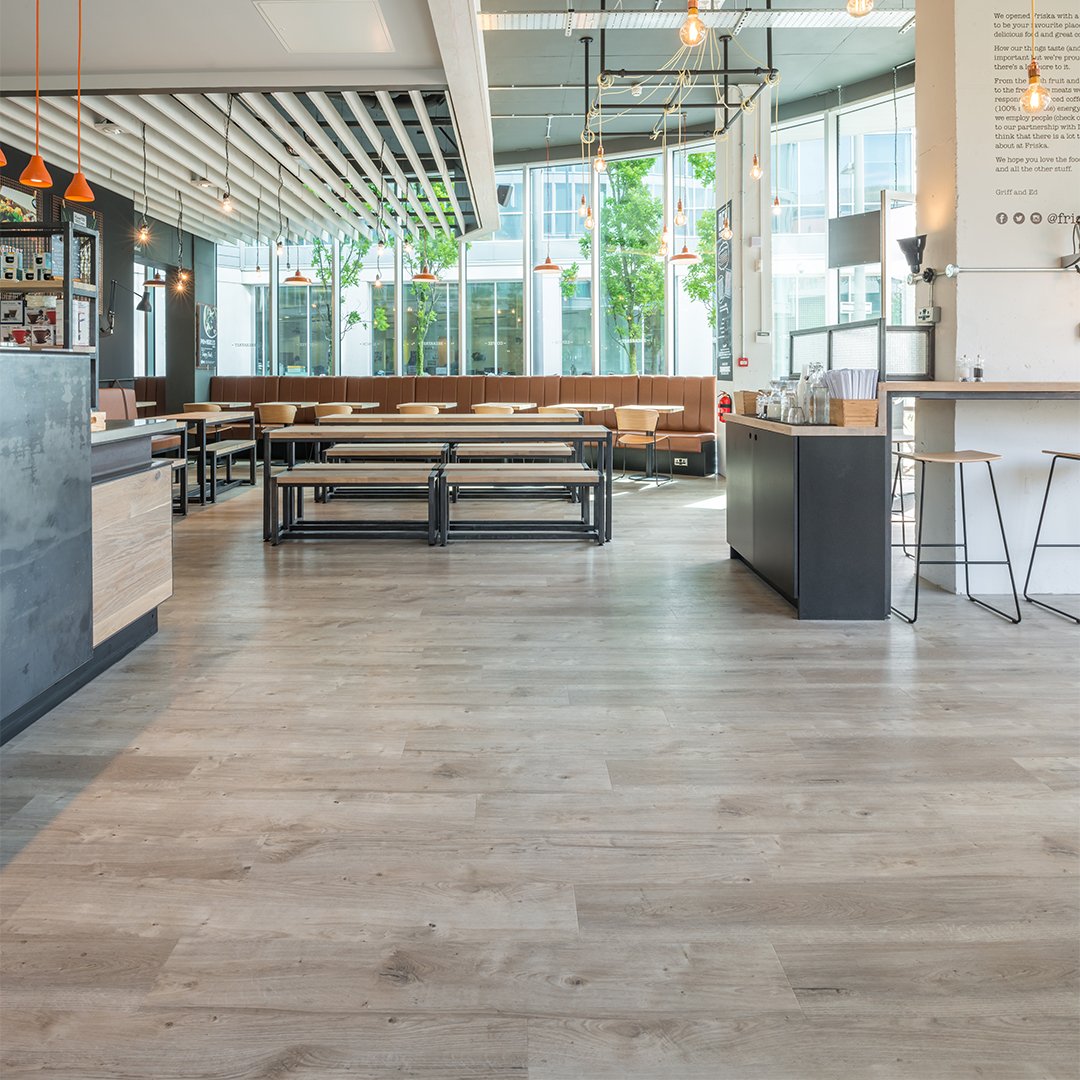 Spacia Xpress Weathered Oak Wood Floor in a retail setting room scene 