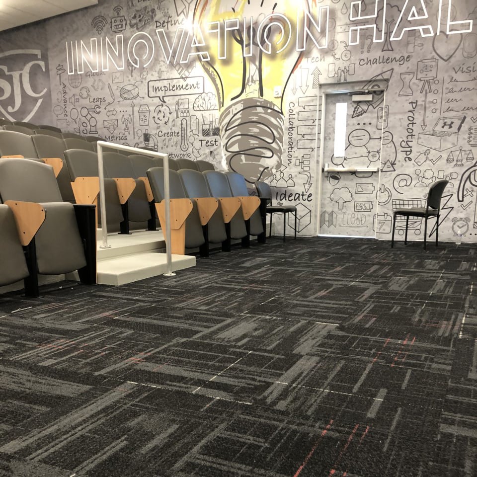 StJohnsCollegeHighSchool_CaseStudy_Innovation Hall grey carpet installation for education schools